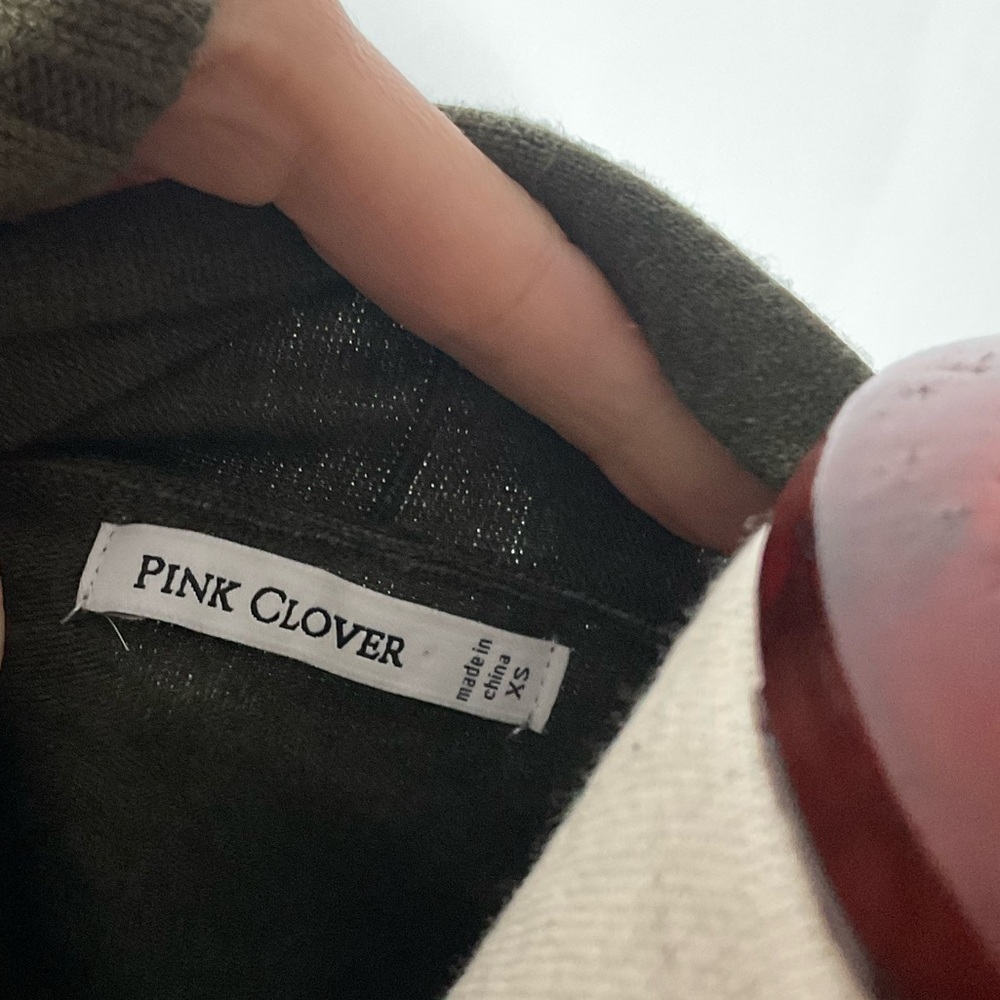 NEW Pink Clover Olive Green Shawl Collar Open Front Cardigan Sweater Size XSmall - Picture 6 of 8